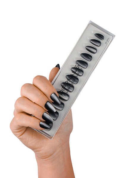 Dippnails Midnight Cat Eye Jel Takma Tırnak Tekrar Kullanılabilir Badem Manik...