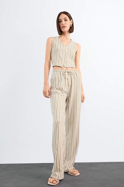 DeFacto Fitted Striped Three Pocket Long Pants F9009Ax25Sm