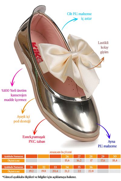 Kiko Kids Pantofi de balerină pentru fete Tari Mirror Bow elastic