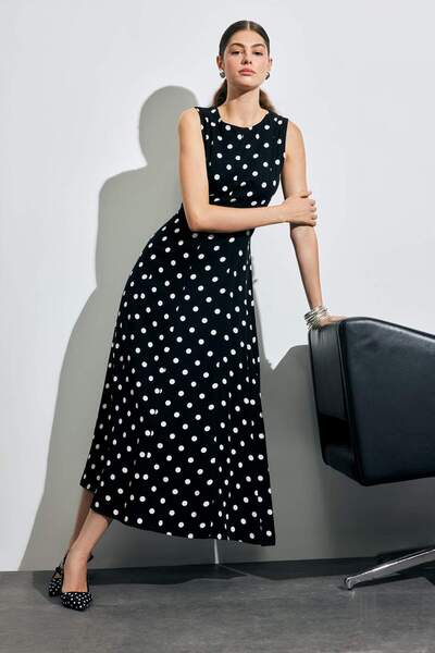 DeFacto Crew Neck Polka Dot Poplin Sleeveless Midi Dress F8241Ax25Au
