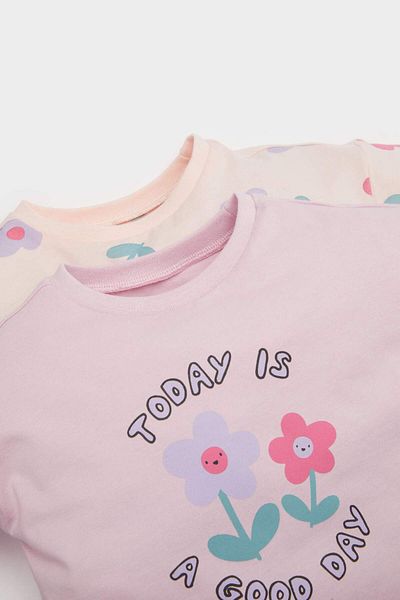 DeFacto Baby Girl Newborn Floral Combed Cotton 2-Piece Long Sleeve T-Shirt E9994A525Au