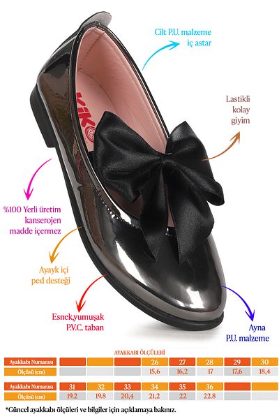 Kiko Kids Pantofi de balerină pentru fete Tari Mirror Bow elastic