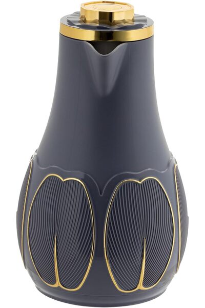 ALSAIF DEVA Coffee and Tea Vacuum Flask, leak-proof and keeps drinks hot, 1 Liter, Dark Gray/Gold