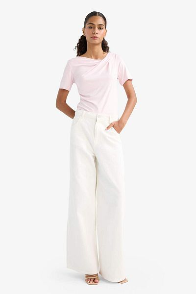 DeFacto Tricou cu mânecă scurtă, slim fit, cu decolteu barcă F8008AX25AU