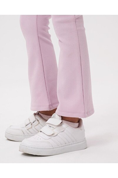 Monila Girl's Printed Raised Embroidery Detailed 3 Yarn Fabric Ribbed Leggings Bottoming Set