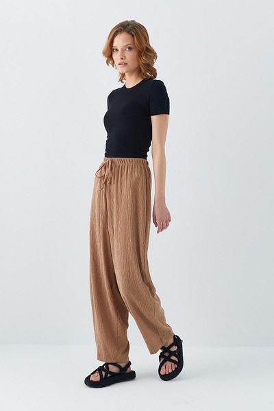 Mixray Women's Elastic Waist Knitted Baggy Trousers, 4584 Model Pantalon