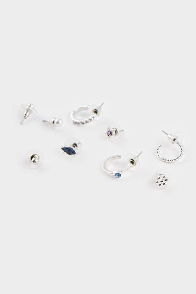 DeFacto Women's 9-Piece Silver Earrings F1269Axns