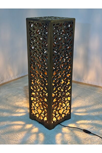 Arıkmert El Sanatları Ceviz Ağacından El Oyma Dekoratif Abajur - Ahşap Abajur...