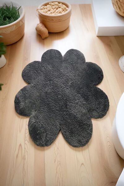 SOFT DECOR Kaymaz Taban Yuvarlak Papatya Şekilli Halı Modern Salon Koridor Mu...