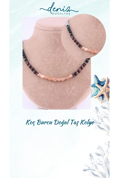 Deniz Doğal Taş Sertifikalı Koç Burcu Orjinal ( Taşlar) Doğaltaş Kolye M208