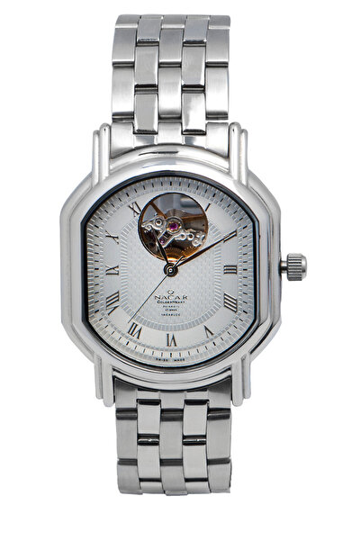 Nacar SAFİR CAM KLASİK GÜMÜŞ ERKEK KOL SAATİ NC02-29SK08-AWRM