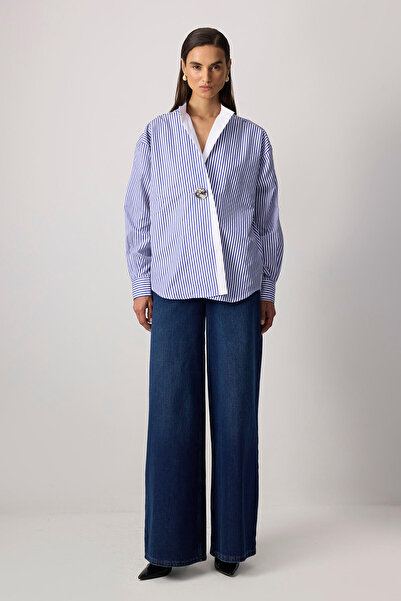 Touché Privé Metal Buttoned Striped Tunic