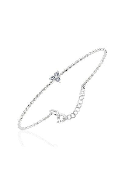 FasekGold Gümüş Bilezik - Üç Mini Taşlı Burgu 925 Ayar Gümüş Bilezik