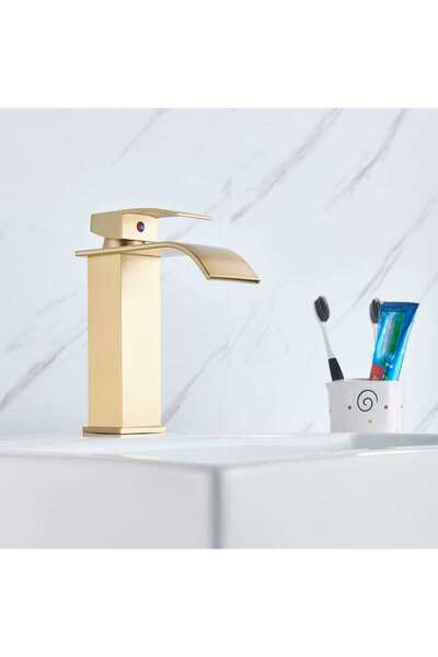 CasaVie Bateria pentru lavoar Eigens, curgere tip cascada, auriu nichelat, co...