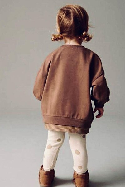 Monila Girls 3 Yarn Fabric Text Printed Sweatshirt and Ribbed Leggings Bottom Top Set