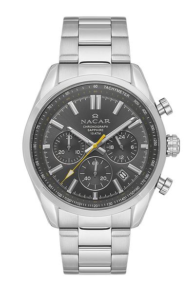 Nacar Sapphire Glass Sports Silver Men's Wrist Watch Nc34-290713-Agm
