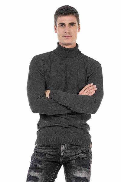 Cipo&Baxx Cp241 Men's Anthracite Turtleneck Sweater