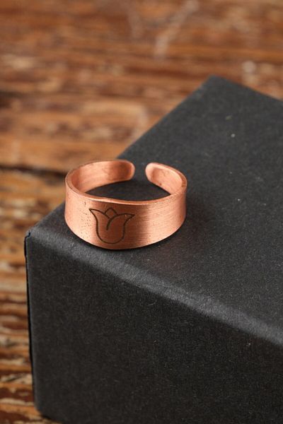 SUMRA Handmade Motif Pure Copper Unisex Ring Spf-Y-007