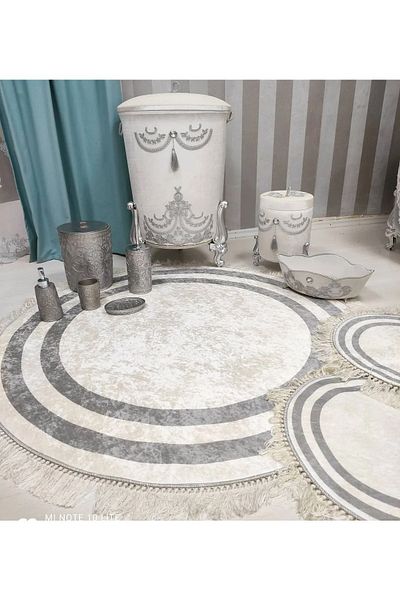 Aldora Λευκή Αντιολισθητική Σόλα 3 τεμαχίων Σετ Χαλάκι Μπάνιου 361-30