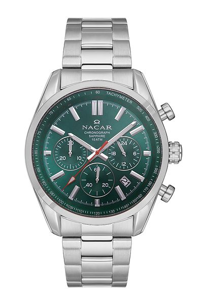Nacar Safir Glass Sports Silver Men's Wristwatch Nc34- 290713 -Anm