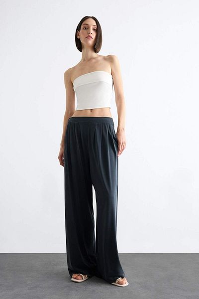 DeFacto Flexible Waisted Wide Leg Modal Trousers F8507Ax25Sm