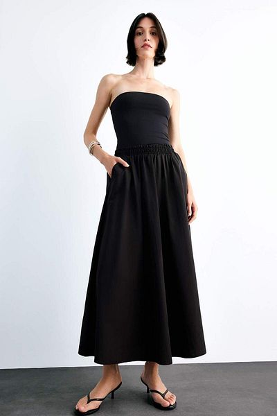 DeFacto Flexible Waisted Pocket Maxi Skirt F7897Ax25Sm