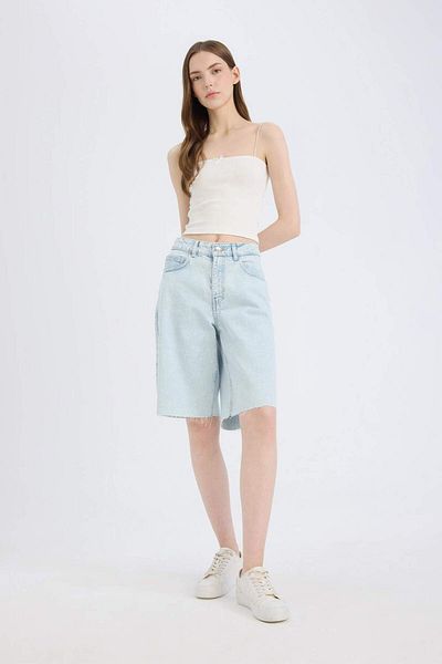 DeFacto Pantaloni scurți Bermuda din denim cu talie normală E1149AX25SP