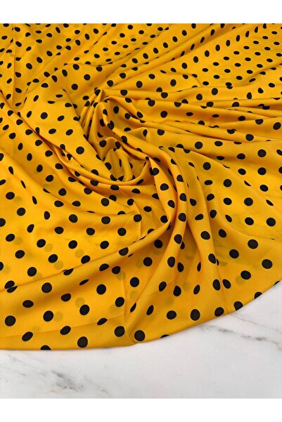 ipekkumaş Sarı Puantiye Desen Elbiselik Gömleklik Krep Kumaş Ürünümüz Adet Ol...