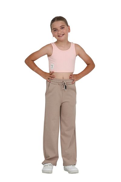 ERDEM KIDS Girls' Wide Loose Leg Palazzo Twist School Trousers with Elastic Waistband