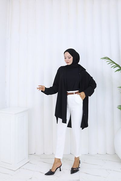 HANIMCA GİYİM Belted Waist, Elastic Back, Side Pockets, Pencil Cut Summer Pants