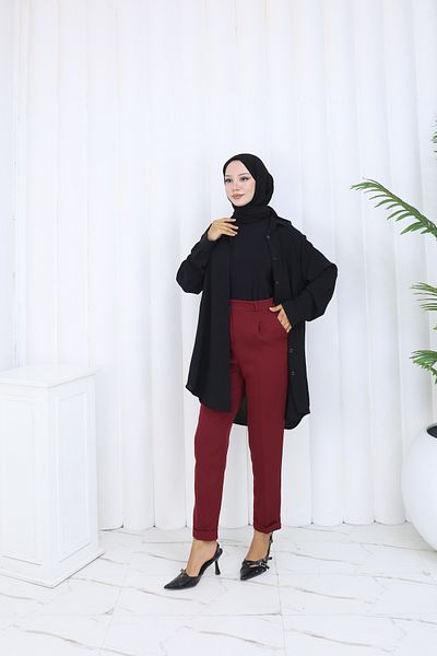 HANIMCA GİYİM Pleated Double Leg Carrot Cut Summer Pants
