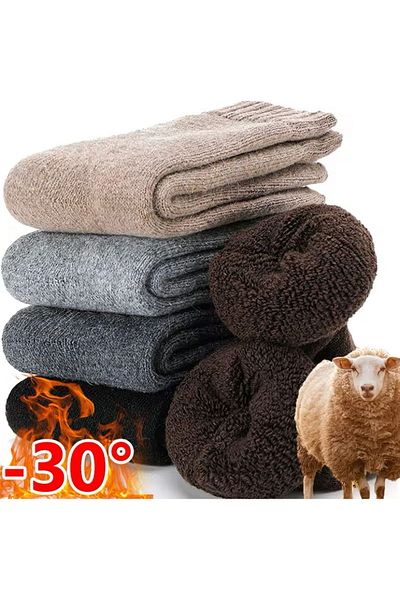 HANKARAYEL طقم مناشف وجوارب شتوية حرارية للجنسين - 6 أزواج