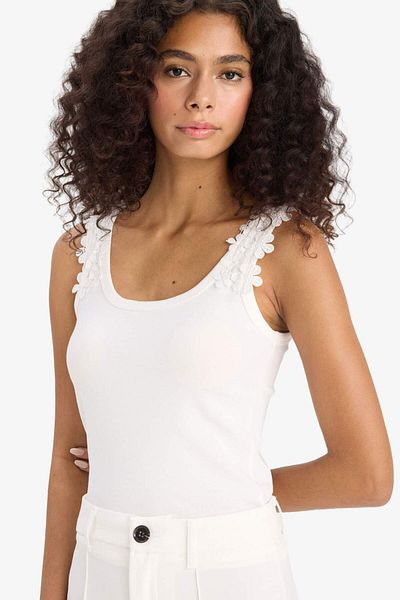 DeFacto Slim Fit Slim Fit Στρογγυλή λαιμόκοψη Rib Tank F7015AX25SM