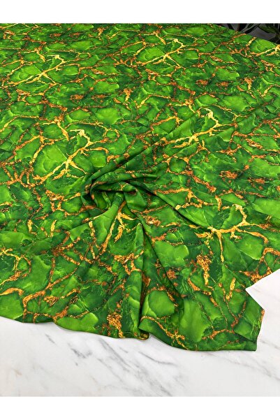 ipekkumaş قماش كريب بنمط رخام أخضر، يُباع المنتجات قطعة واحدة 1 متر
