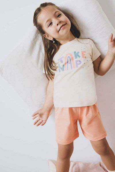 DeFacto Set de pijamale pentru fetiță, 4 piese, cu model de stea, cu mâneci scurte, din bumbac pieptănat, cu talie elastică, pantaloni scurți E1555A525HS