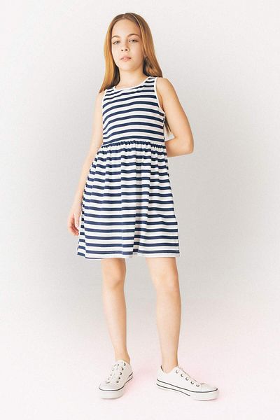 DeFacto Girls' Crew Neck Striped Sleeveless Summer Dress B4340A825Sm