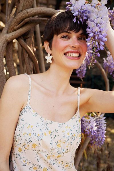 DeFacto Floral Linen Blend Strap Midi Dress F4098Ax25Sm