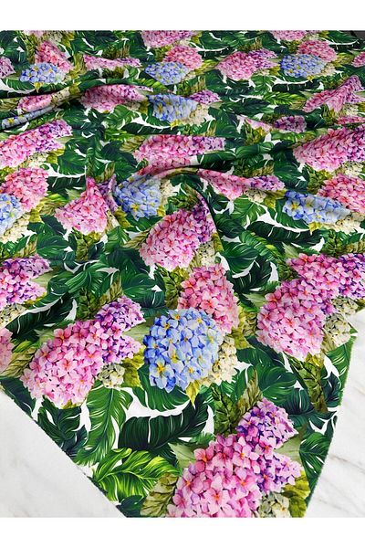 ipekkumaş Modelul de flori de hortensie pentru rochie, șorț pentru cămașă, produsul nostru din țesătură creponată se vinde la bucăți 1 bucată 1 metru