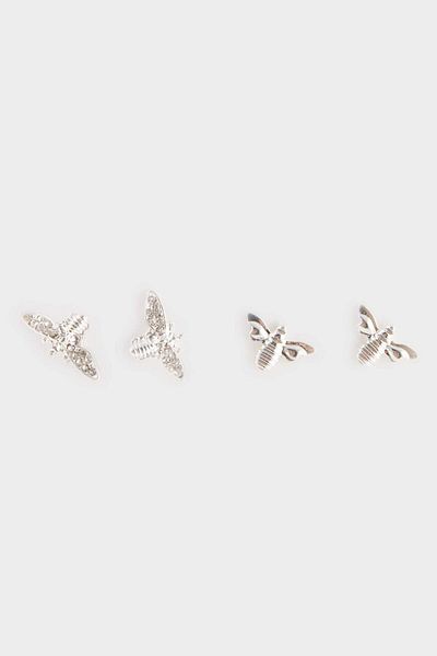 DeFacto Women's 2-Piece Silver Earrings F0872Axns