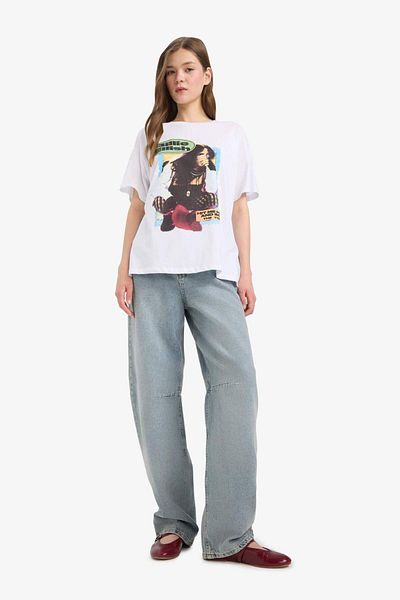 DeFacto Tricou cu mânecă scurtă cu imprimeu oversize Billie Eilish E6406AX25SM
