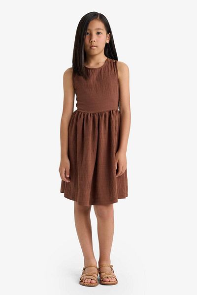 DeFacto Girl's Crew Neck Strap Summer Dress F6455A825Hs