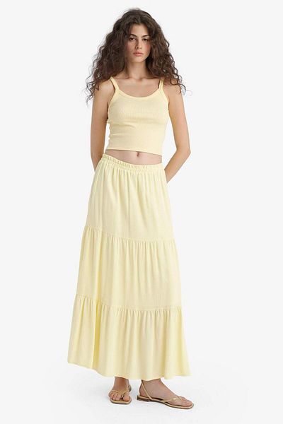 DeFacto Ψηλόμεση Crinkle Viscose Maxi Φούστα D5033ax25sm