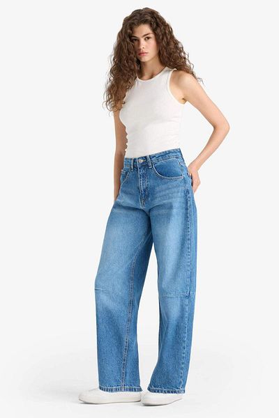 DeFacto Barrel Fit Normal Waist Παντελόνι Jean Washed F5374AX25HS