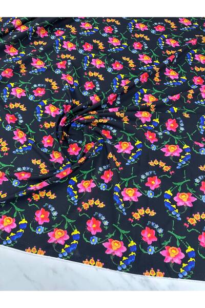 ipekkumaş Siyah Türkmen Desen Elbiselik Gömleklik Krep Kumaş Ürünümüz Adet Ol...