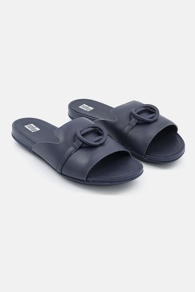 Fitflop Women Gracie Rubber Circlet Leather Flats, Navy