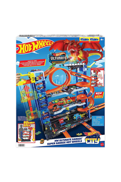 HOT WHEELS Yeni Ultimate Garaj 2 Metal Araba ve 50'den Fazla Arabalık Otopark İçeren Set HKX48