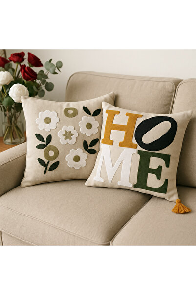 ZEYNO HOME TEKSTİL غطاء وسادة مطرز فاخر ومطرز من SINGLE HOME