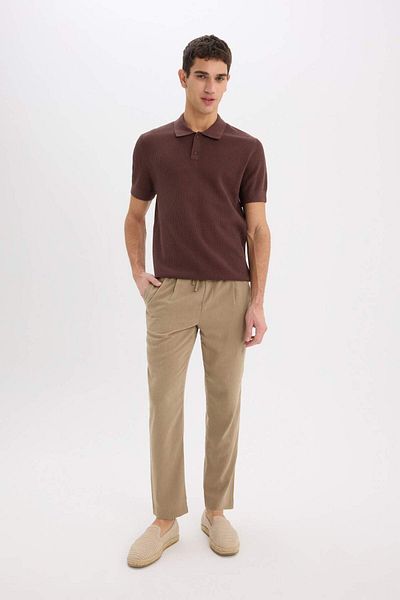 DeFacto Летен панталон Relax Fit Casual Cut с къси крачоли от ленен плат E4790AX25SM
