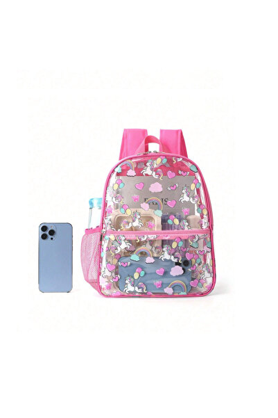 The Cloudish Shop Kız Çocuk Okul Anaokulu kreş Çantası Şeffaf Unicorn Pembe