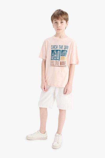 DeFacto Boy's Crew Neck Printed Short Sleeve T-Shirt E8454A825Hs